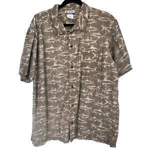 Columbia Men's Casual Button Down Shirt - Brown and White